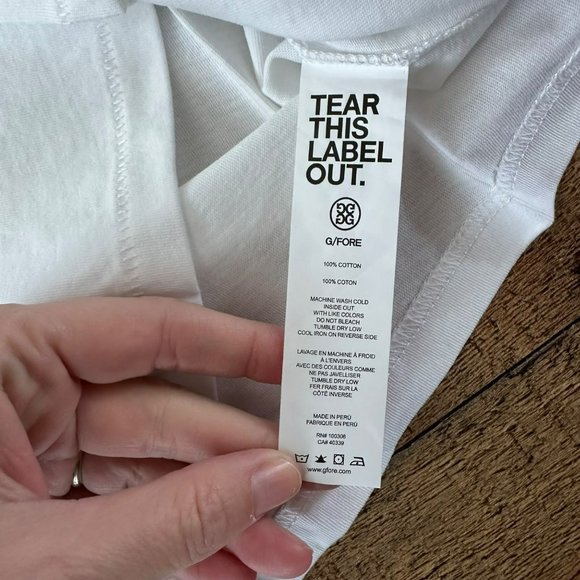 G/fore G4 Womens Golf Top T-shirt Size S White Felt Logo Fore - Picture 8 of 8